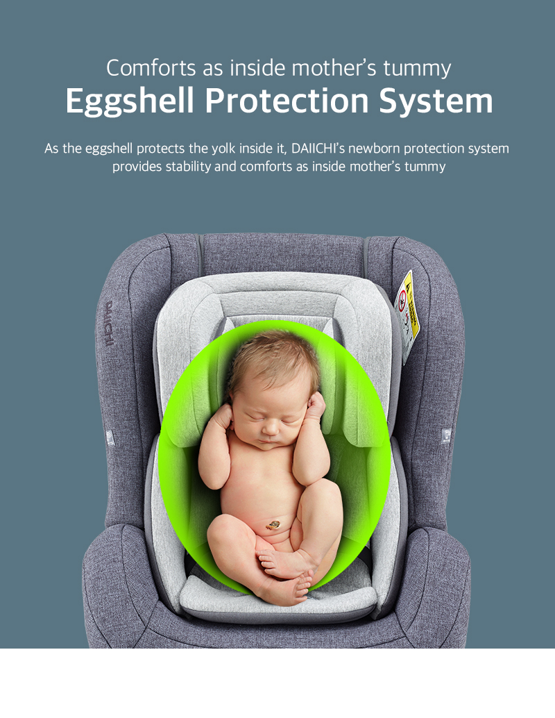 As the eggshell protects the yolk inside it, DAIICHI’s newborn protection system provides stability and comforts as inside mother’s tummy